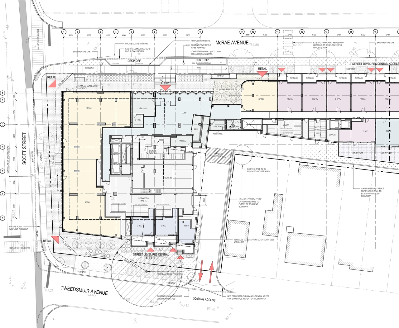 Construction site plan for project from page 1 of the file '2021-05-06 - Ground Level Floor Plan - D07-12-20-0035'