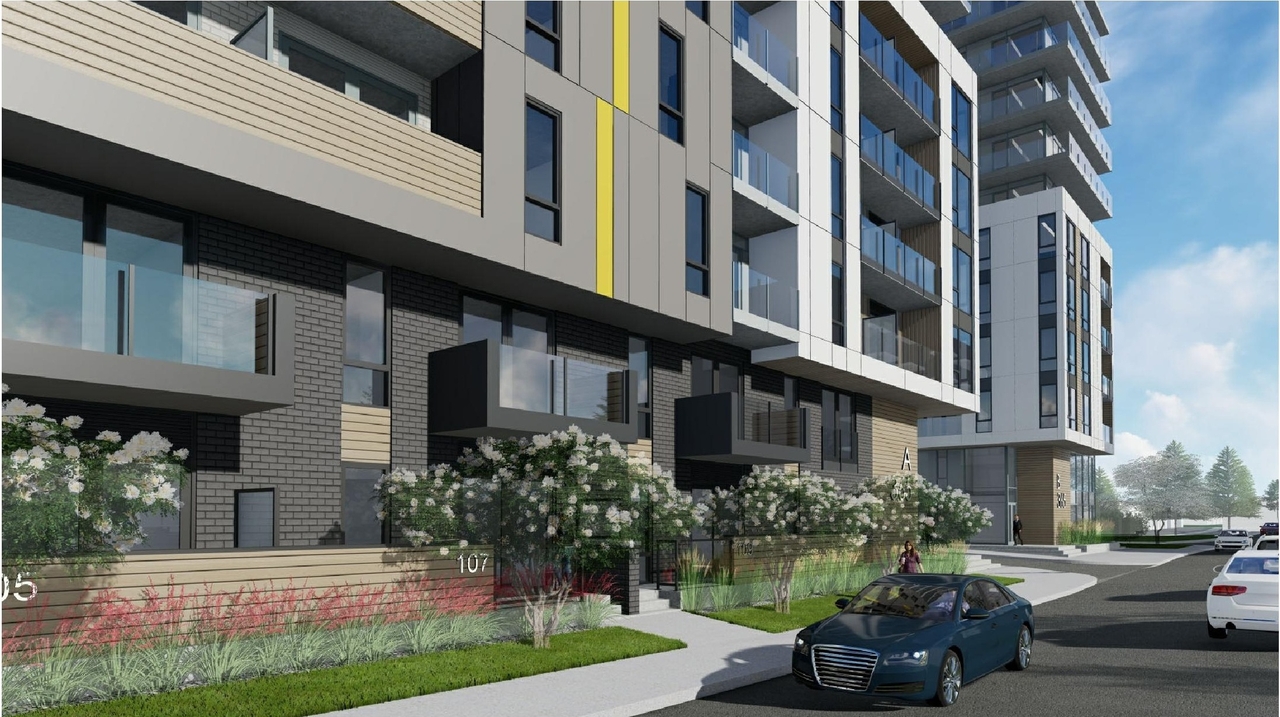 Rendering of building from page 3 of the file '2021-06-23 - Floor Plans and Elevations (2021-05-21)- D07-12-20-0041'