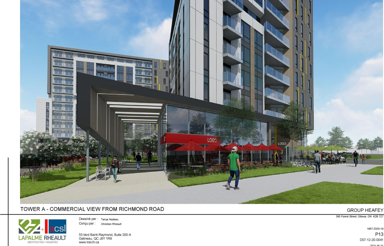 Rendering of building from page 41 of the file '2021-06-23 - Floor Plans and Elevations (2021-05-21)- D07-12-20-0041'