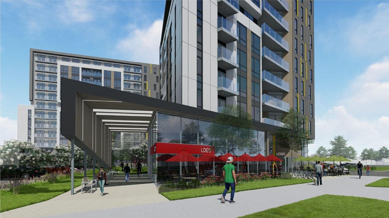 Rendering of building from page 41 of the file '2021-06-23 - Floor Plans and Elevations (2021-05-21)- D07-12-20-0041'