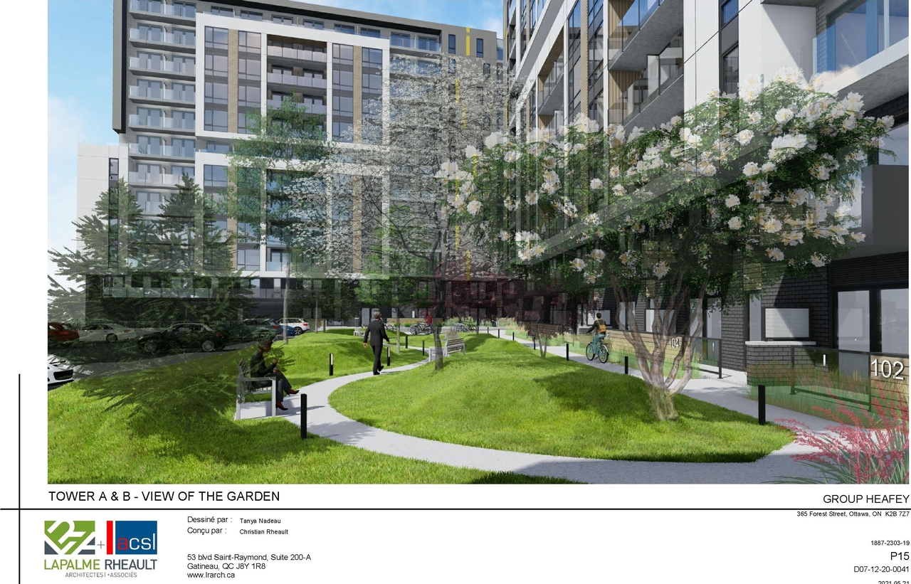 Rendering of building from page 43 of the file '2021-06-23 - Floor Plans and Elevations (2021-05-21)- D07-12-20-0041'