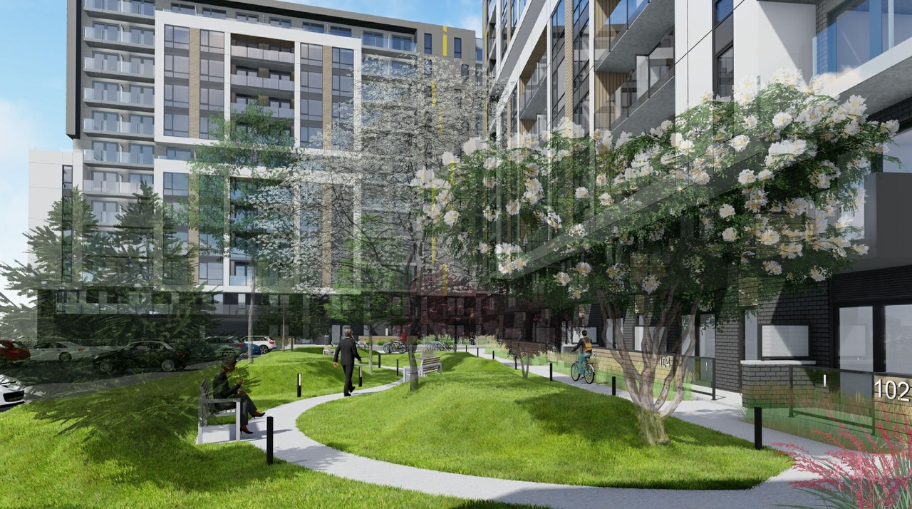 Rendering of building from page 43 of the file '2021-06-23 - Floor Plans and Elevations (2021-05-21)- D07-12-20-0041'