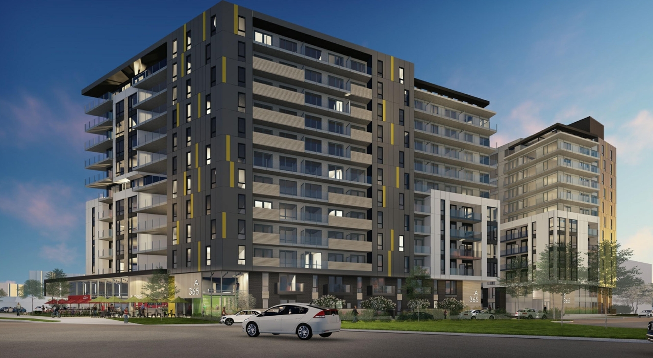 Rendering of building from page 45 of the file '2021-06-23 - Floor Plans and Elevations (2021-05-21)- D07-12-20-0041'