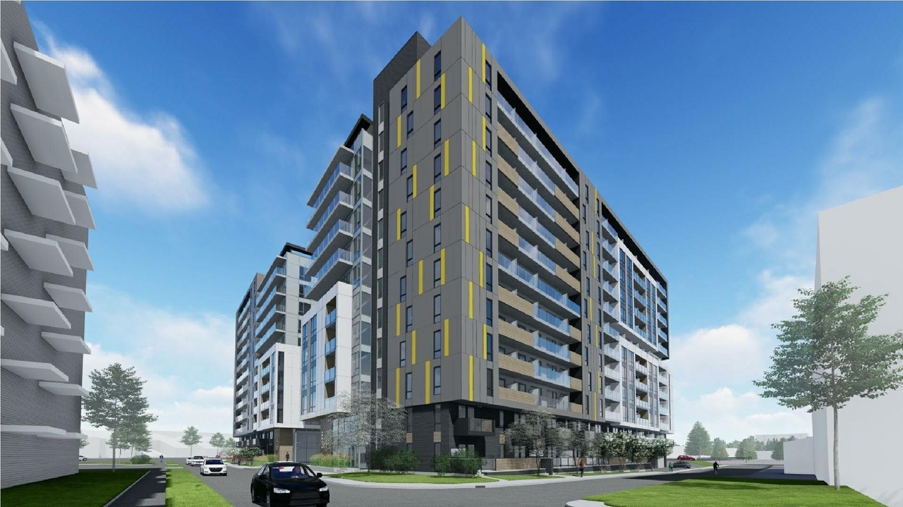 Rendering of building from page 6 of the file '2021-06-23 - Floor Plans and Elevations (2021-05-21)- D07-12-20-0041'