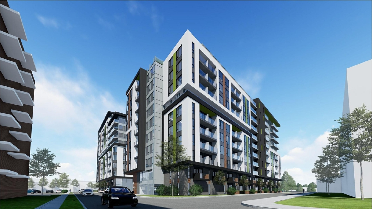 Rendering of building from page 6 of the file '2021-06-23 - Floor Plans and Elevations (2021-05-21)- D07-12-20-0041'