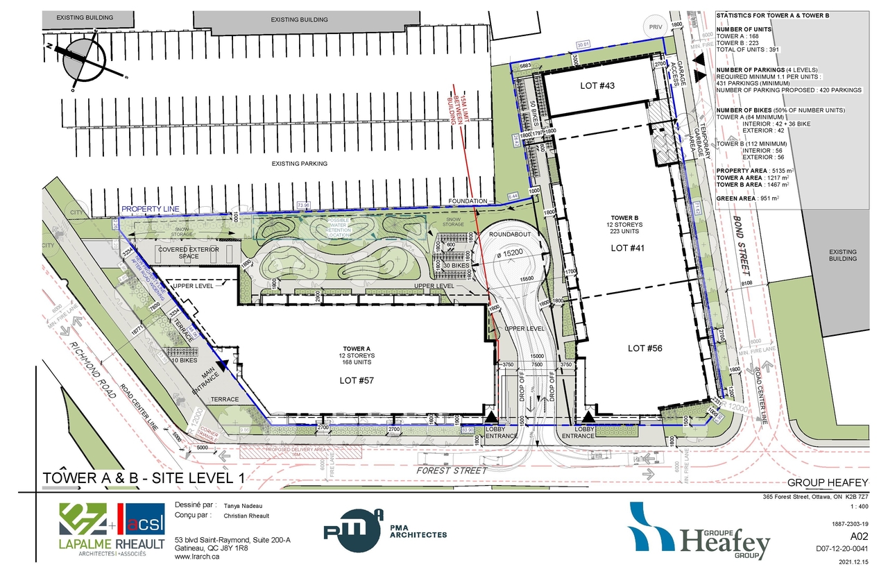 Construction site plan for project from page 4 of the file '2022-01-25 - Site & Floor Plans - D07-12-20-0041'