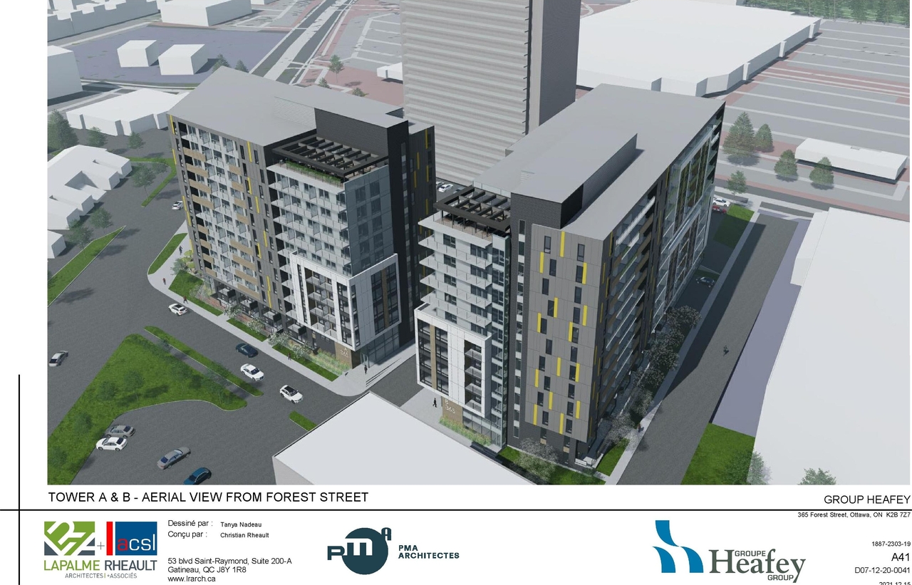 Rendering of building from page 47 of the file '2022-01-25 - Site & Floor Plans - D07-12-20-0041'