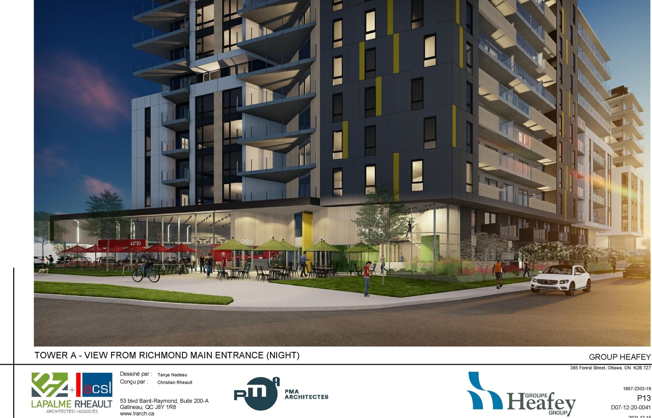 Rendering of building from page 64 of the file '2022-01-25 - Site & Floor Plans - D07-12-20-0041'