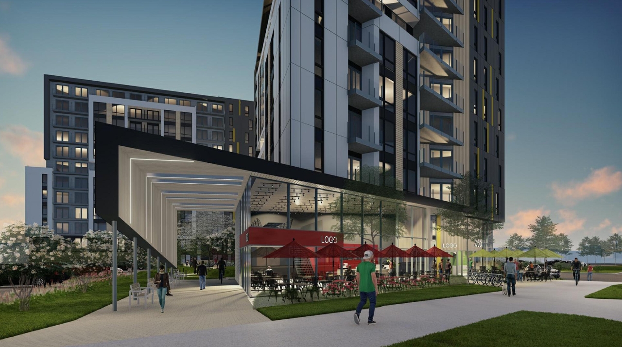 Rendering of building from page 66 of the file '2022-01-25 - Site & Floor Plans - D07-12-20-0041'