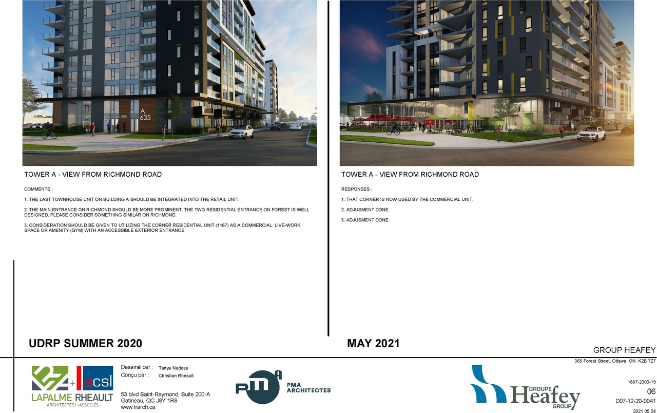 Rendering of building from page 6 of the file '2021-06-23 - Floor Plans and Elevations (2021-05-28) - D07-12-20-0041'