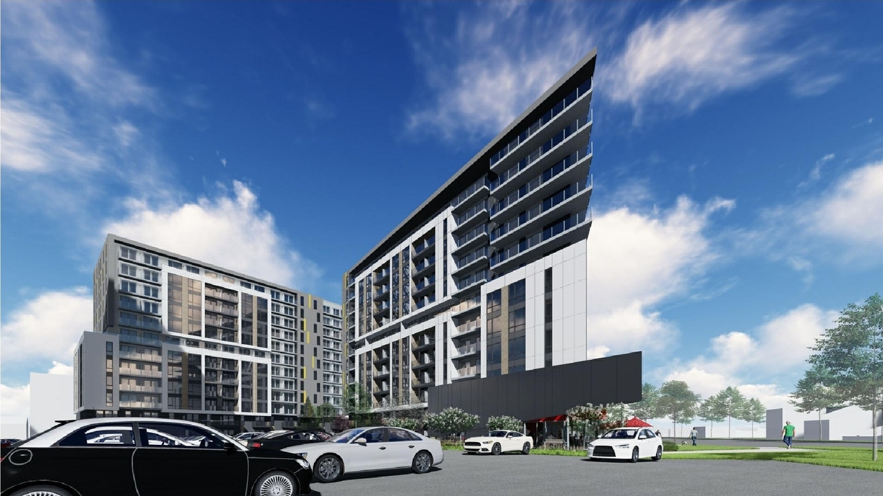 Rendering of building from page 7 of the file '2021-06-23 - Floor Plans and Elevations (2021-05-28) - D07-12-20-0041'