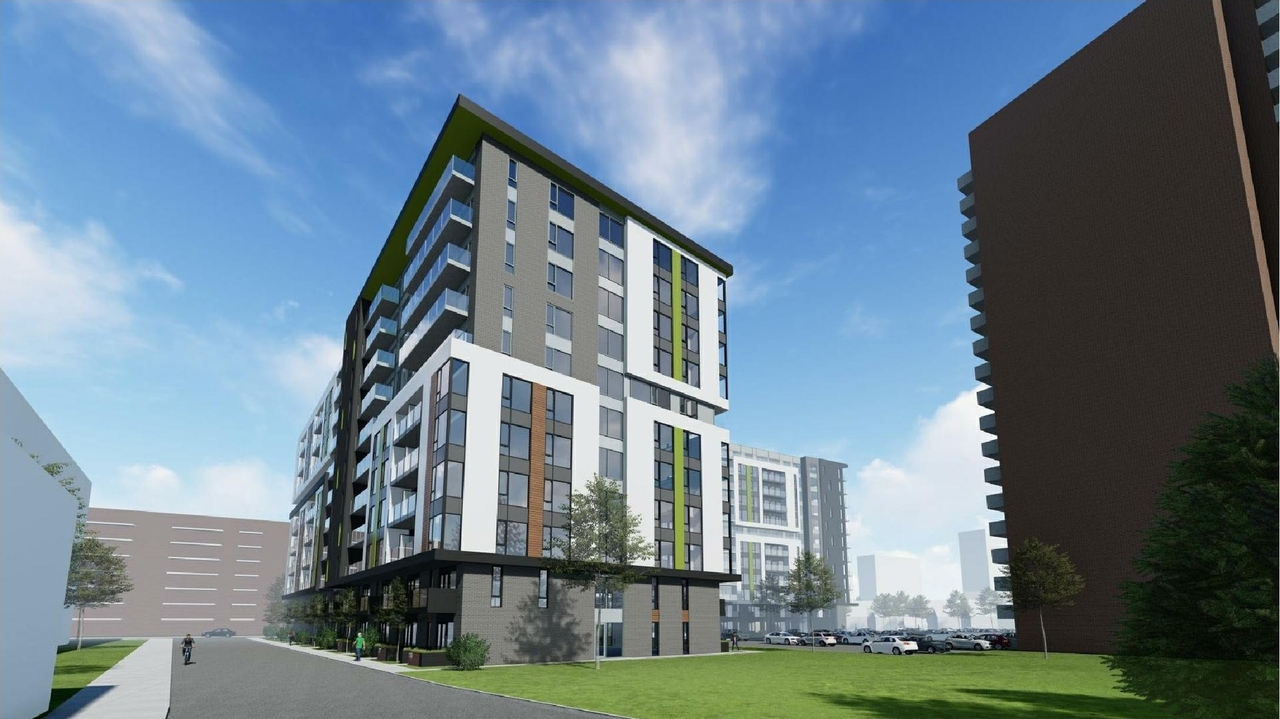 Rendering of building from page 8 of the file '2021-06-23 - Floor Plans and Elevations (2021-05-28) - D07-12-20-0041'