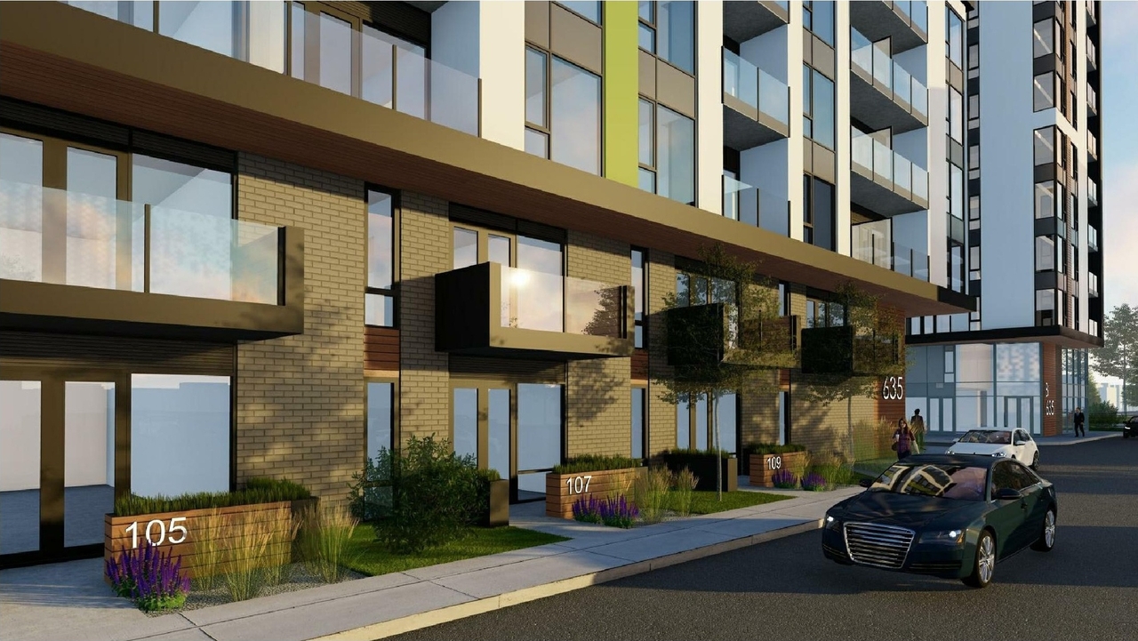 Rendering of building from page 9 of the file '2021-06-23 - Floor Plans and Elevations (2021-05-28) - D07-12-20-0041'