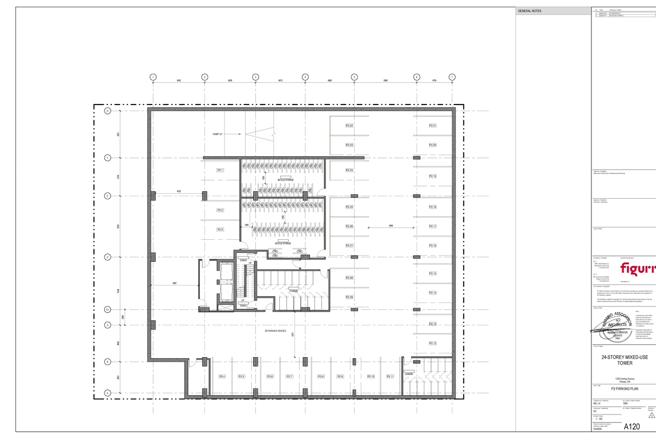 Construction site plan for project from page 1 of the file '2020-05-20 - Floor Plans and Elevations - D07-12-20-0063'