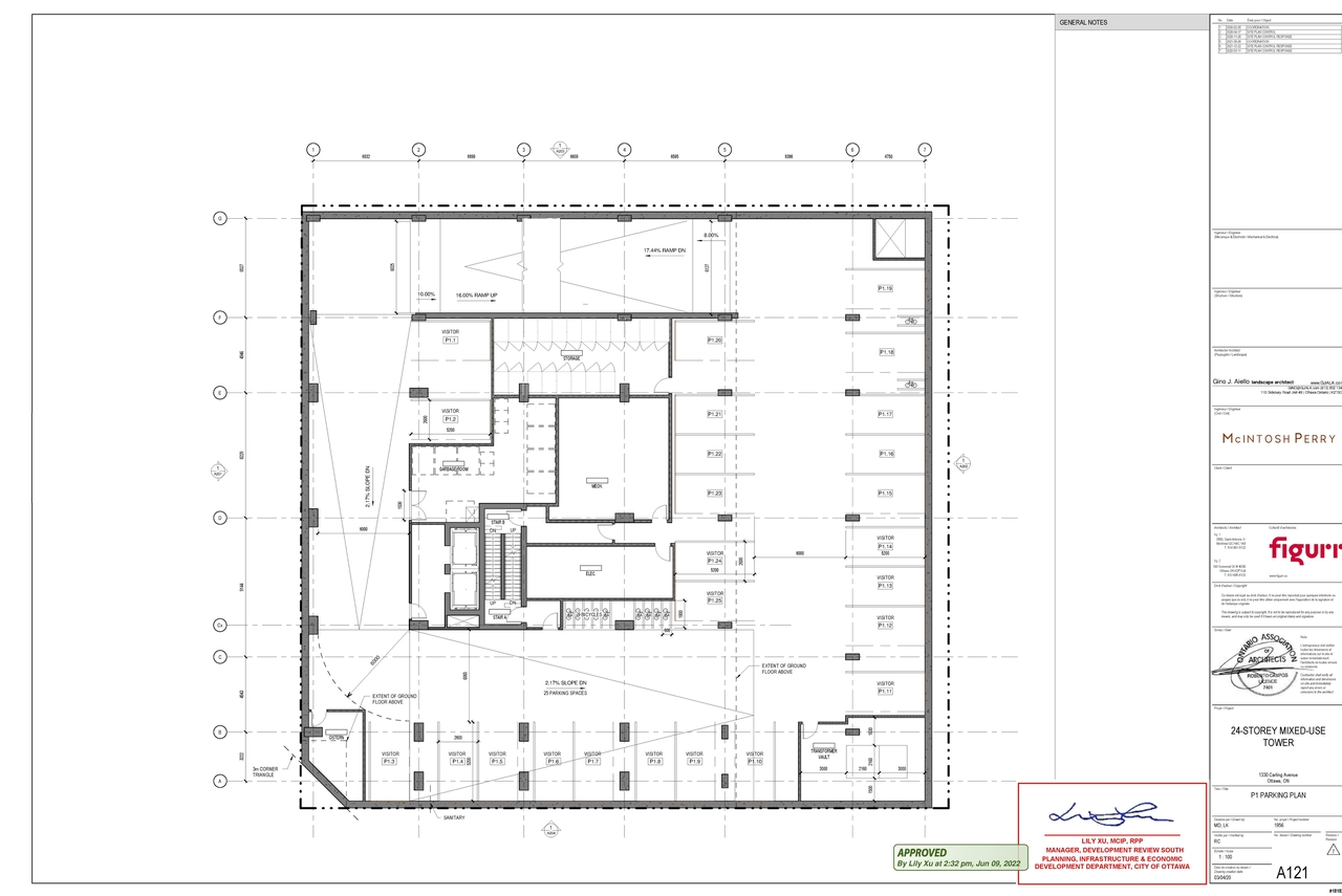 Floor plan for project from page 2 of the file '2022-06-13 - Approved P1 & P2 Parking Plans and 6th Floor Plan - D07-12-20-0063'
