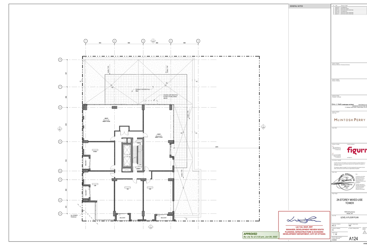 Floor plan for project from page 3 of the file '2022-06-13 - Approved P1 & P2 Parking Plans and 6th Floor Plan - D07-12-20-0063'