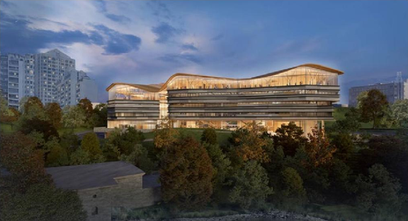 Rendering of building from page 10 of the file '2020-06-04 - Design Brief - D07-12-20-0074'