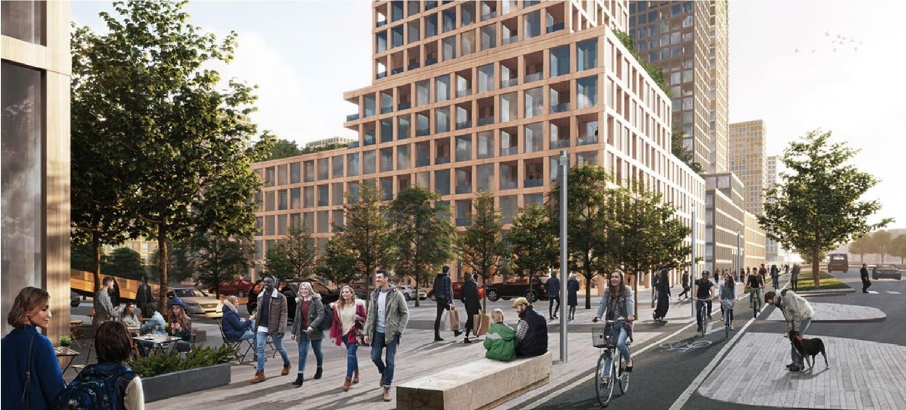 Rendering of building from page 11 of the file '2020-06-04 - Design Brief - D07-12-20-0074'