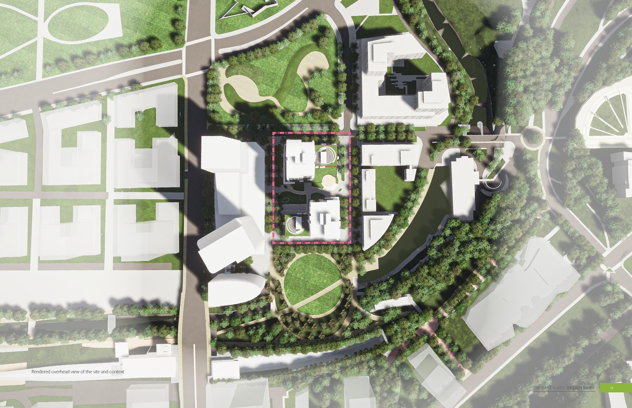 Construction site plan for project from page 13 of the file '2020-06-04 - Design Brief - D07-12-20-0074'