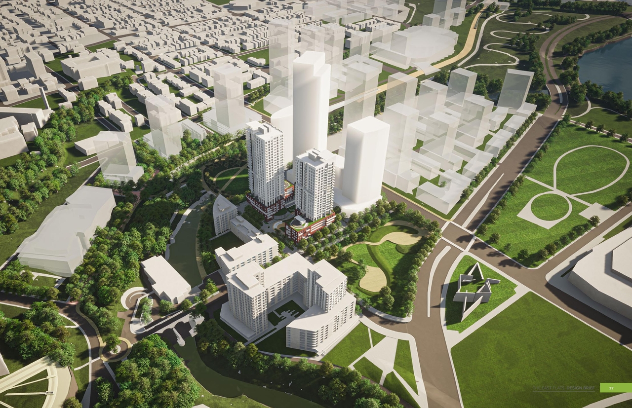 Rendering of building from page 29 of the file '2020-06-04 - Design Brief - D07-12-20-0074'