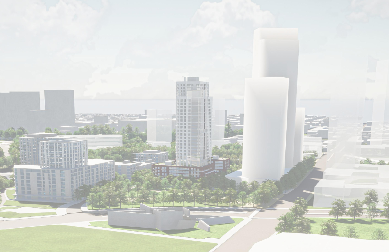 Rendering of building from page 3 of the file '2020-06-04 - Design Brief - D07-12-20-0074'