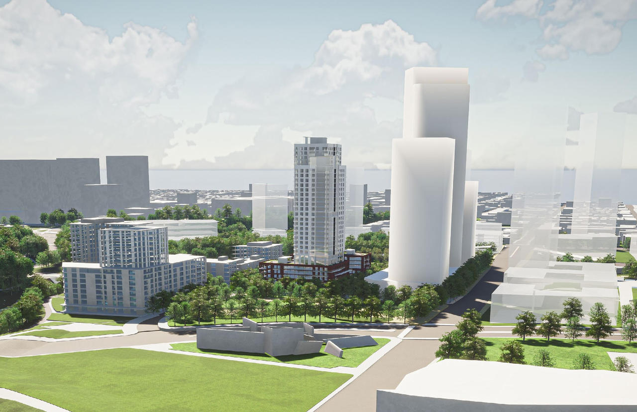 Rendering of building from page 35 of the file '2020-06-04 - Design Brief - D07-12-20-0074'