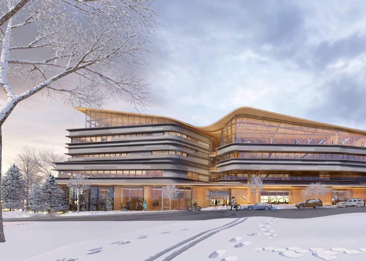 Rendering of building from page 1 of the file '2020-11-26 - 2nd submisision - Design Brief - D07-12-20-0077'