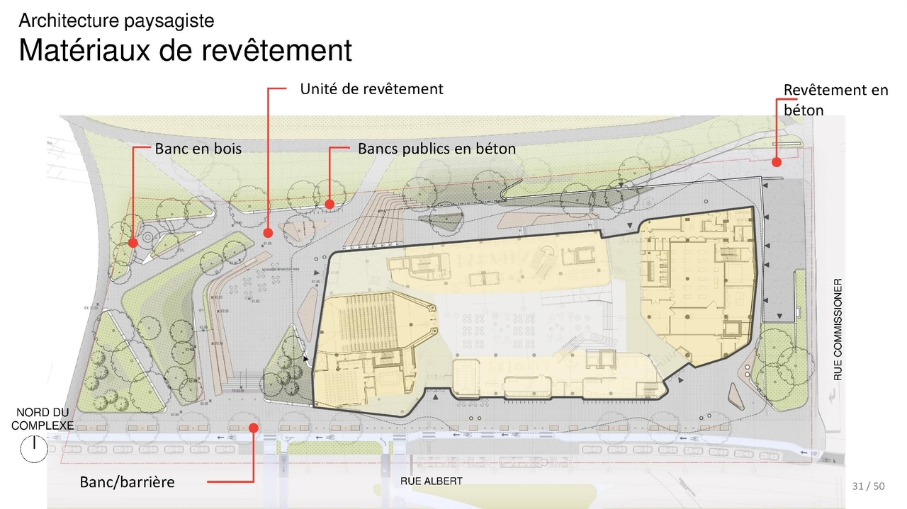 Construction site plan for project from page 31 of the file '2020-08-05 - Joint Design Review Panel - August 5 - Design Brief FR - D07-12-20-0077'