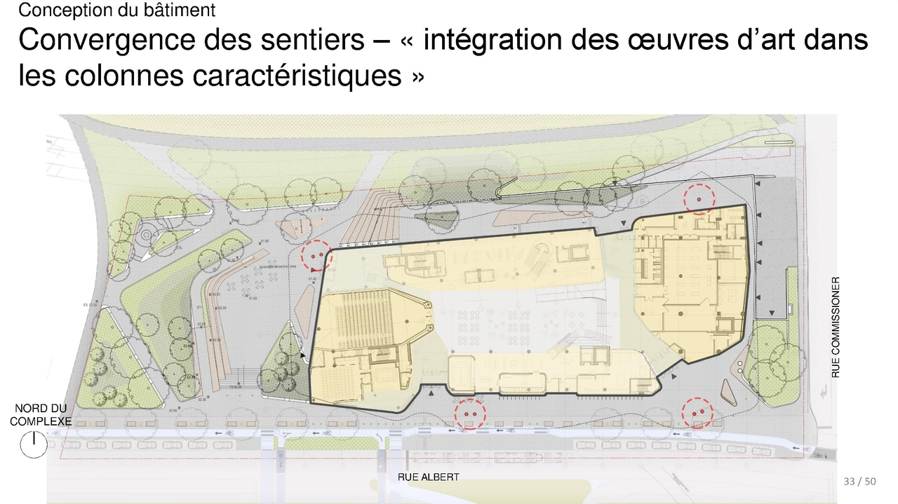 Construction site plan for project from page 33 of the file '2020-08-05 - Joint Design Review Panel - August 5 - Design Brief FR - D07-12-20-0077'