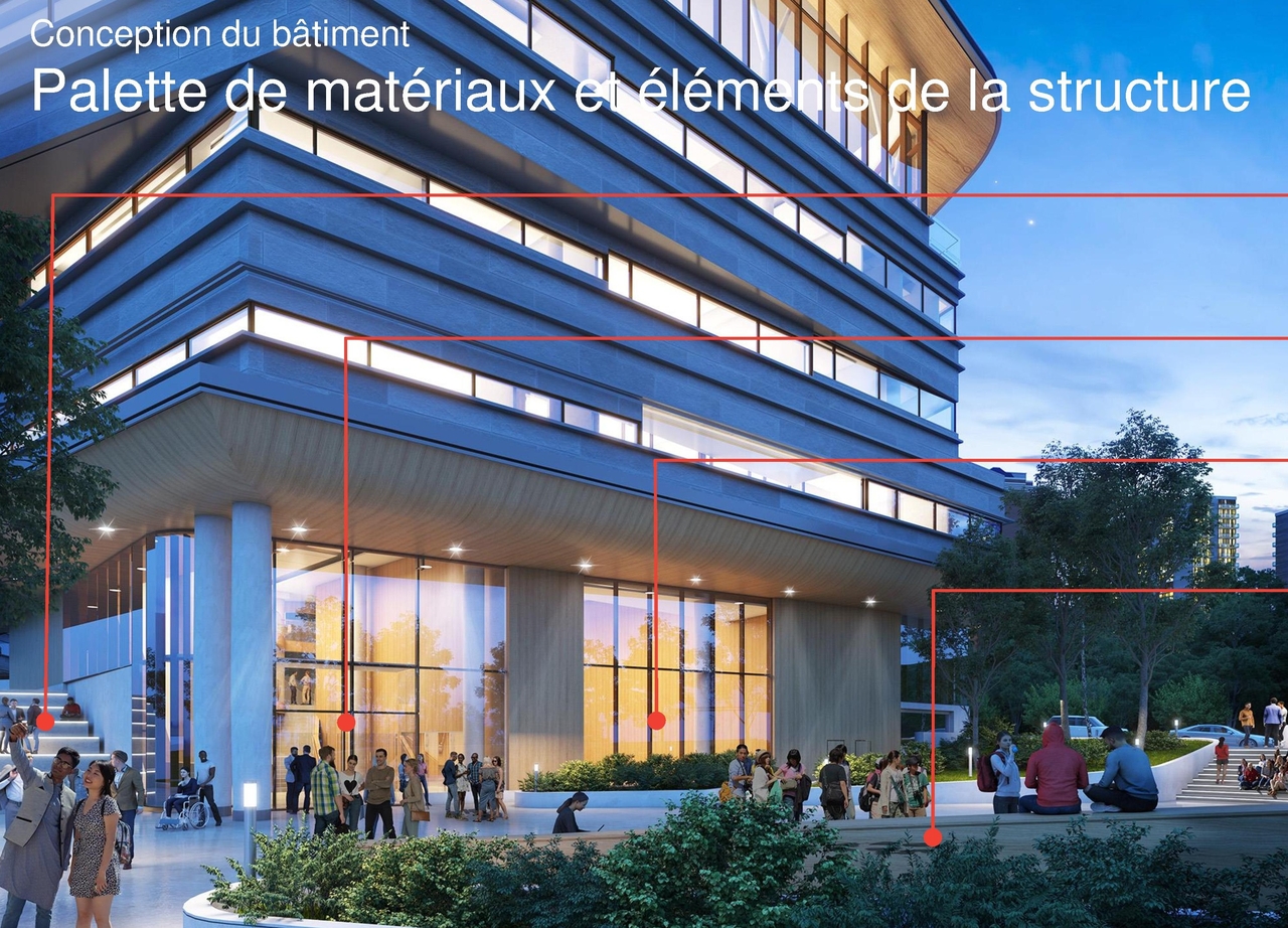 Rendering of building from page 39 of the file '2020-08-05 - Joint Design Review Panel - August 5 - Design Brief FR - D07-12-20-0077'