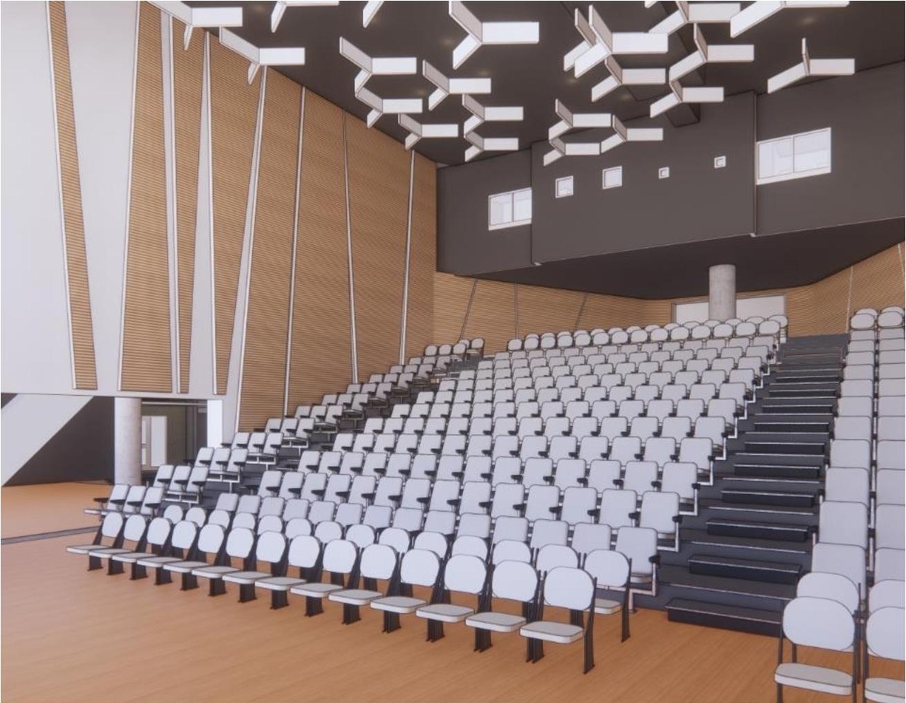 Rendering of building from page 43 of the file '2020-08-05 - Joint Design Review Panel - August 5 - Design Brief FR - D07-12-20-0077'