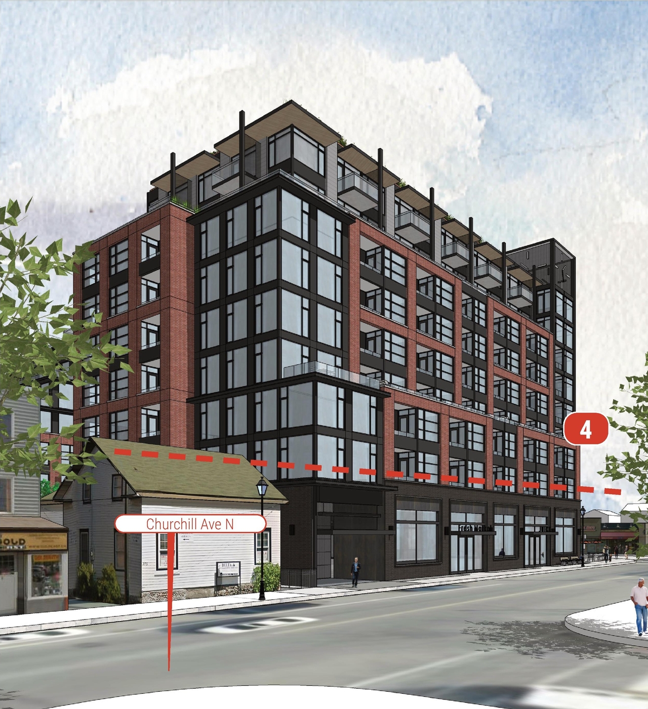 Rendering of building from page 15 of the file '2020-11-25 - Design Brief - Formal UDRP Dec. 4 - D07-12-20-0081'