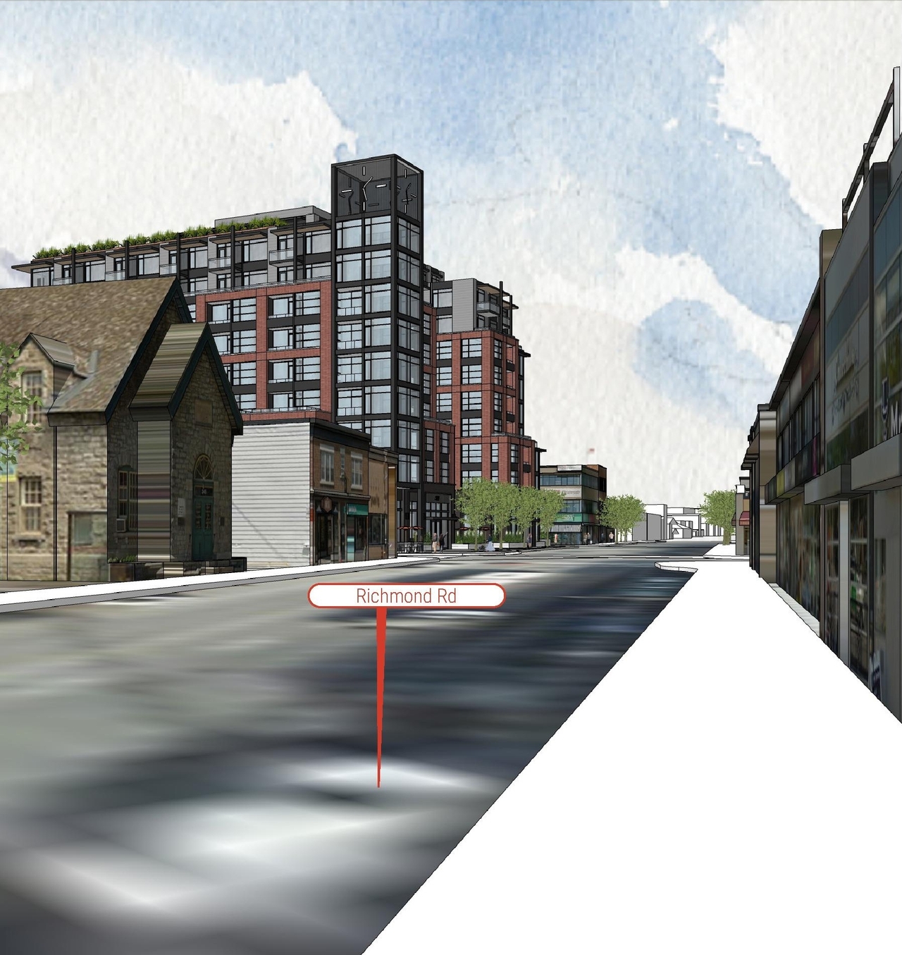 Rendering of building from page 2 of the file '2020-11-25 - Design Brief - Formal UDRP Dec. 4 - D07-12-20-0081'