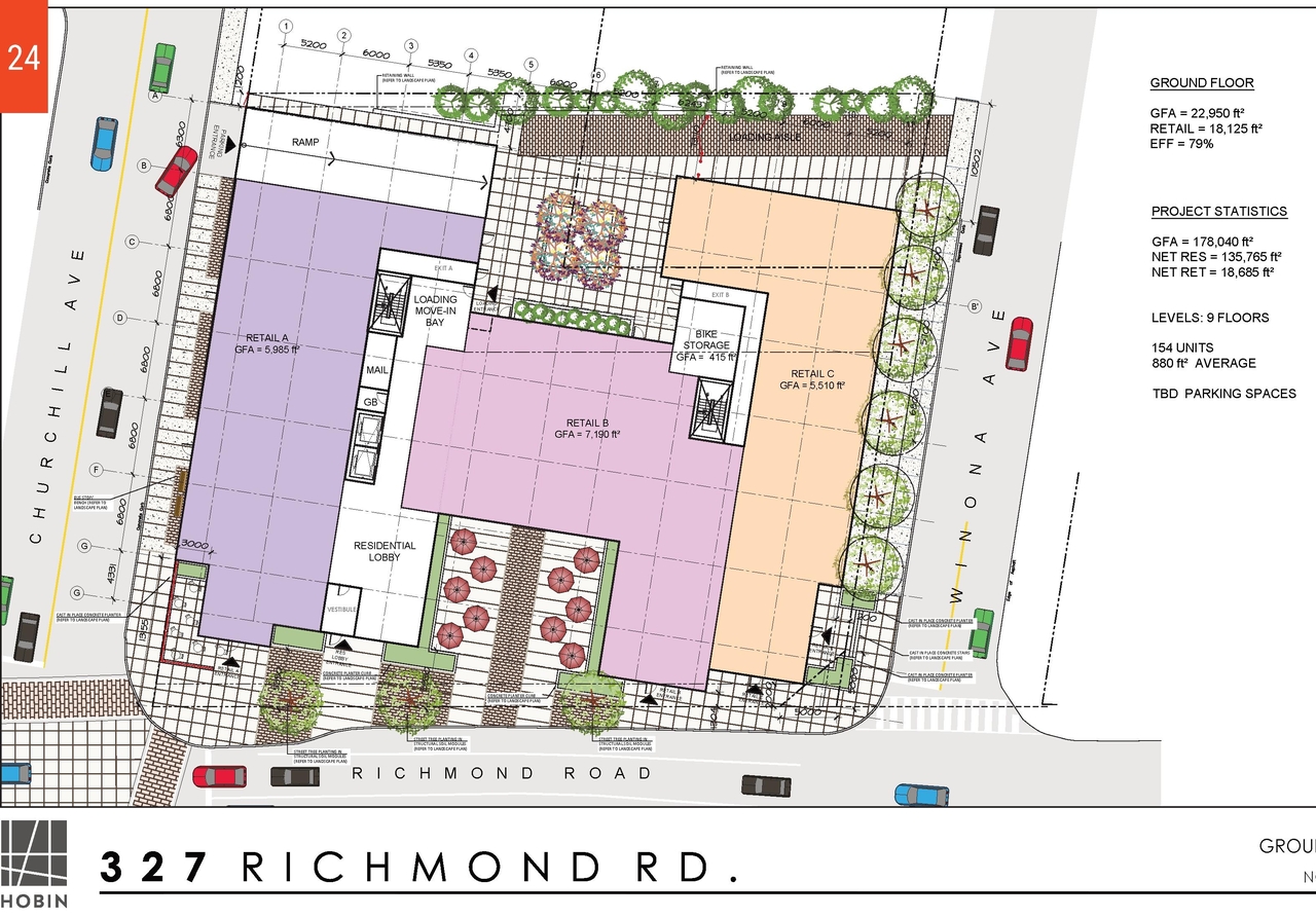 Construction site plan for project from page 24 of the file '2020-11-25 - Design Brief - Formal UDRP Dec. 4 - D07-12-20-0081'