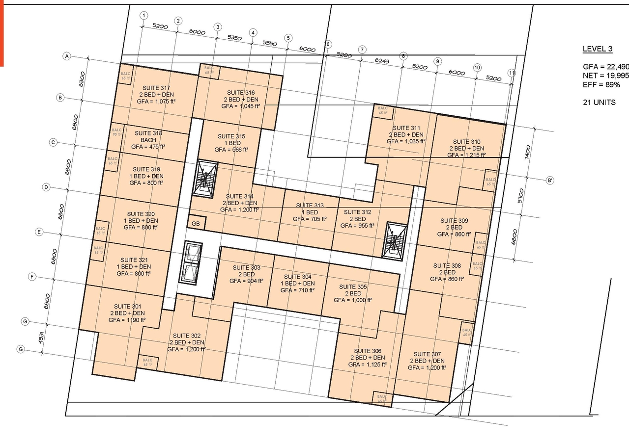 Floor plan for project from page 26 of the file '2020-11-25 - Design Brief - Formal UDRP Dec. 4 - D07-12-20-0081'