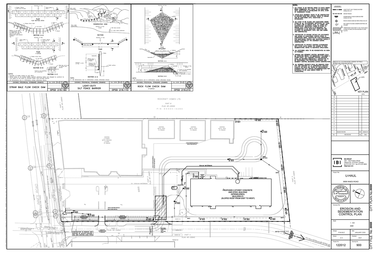 Construction site plan for project from page 50 of the file '03-30-2020 - Engineering Design Brief - D07-12-20-0086'
