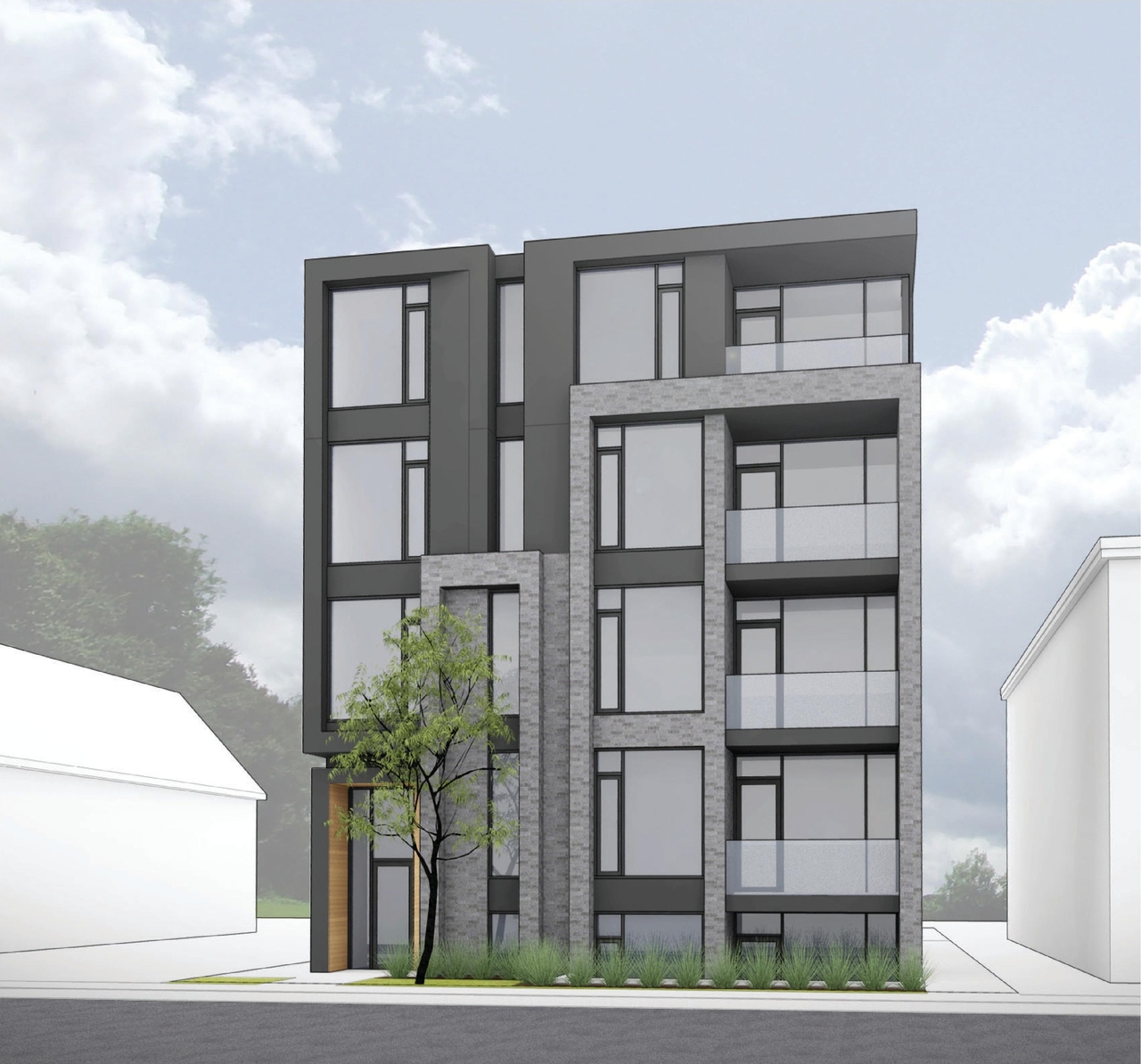 Rendering of building from page 14 of the file '2020-11-04 - Design Brief - D07-12-20-0142'