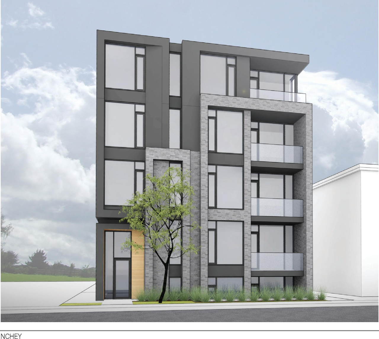 Rendering of building from page 15 of the file '2020-11-04 - Design Brief - D07-12-20-0142'