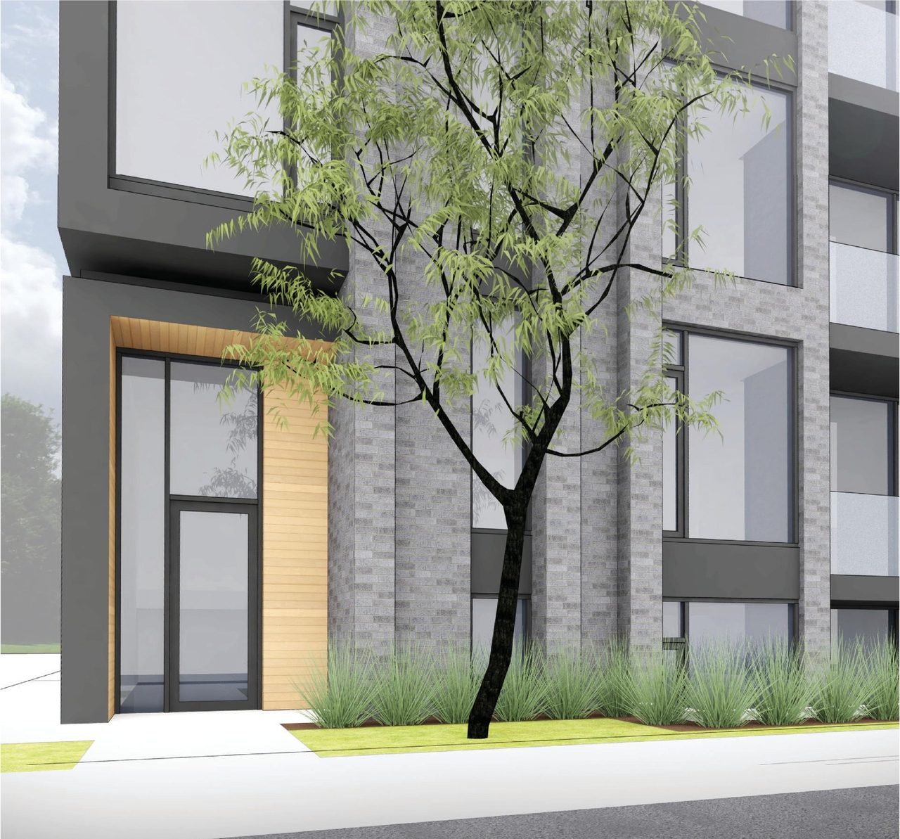 Rendering of building from page 16 of the file '2020-11-04 - Design Brief - D07-12-20-0142'