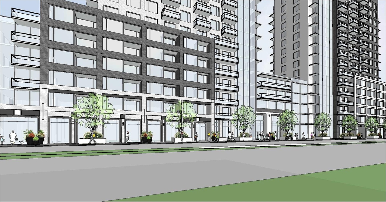 Rendering of building from page 17 of the file 'December 2020 - Urban Design Review Package - D07-12-20-0146'