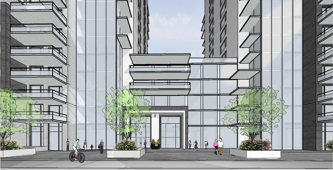 Rendering of building from page 17 of the file 'December 2020 - Urban Design Review Package - D07-12-20-0146'