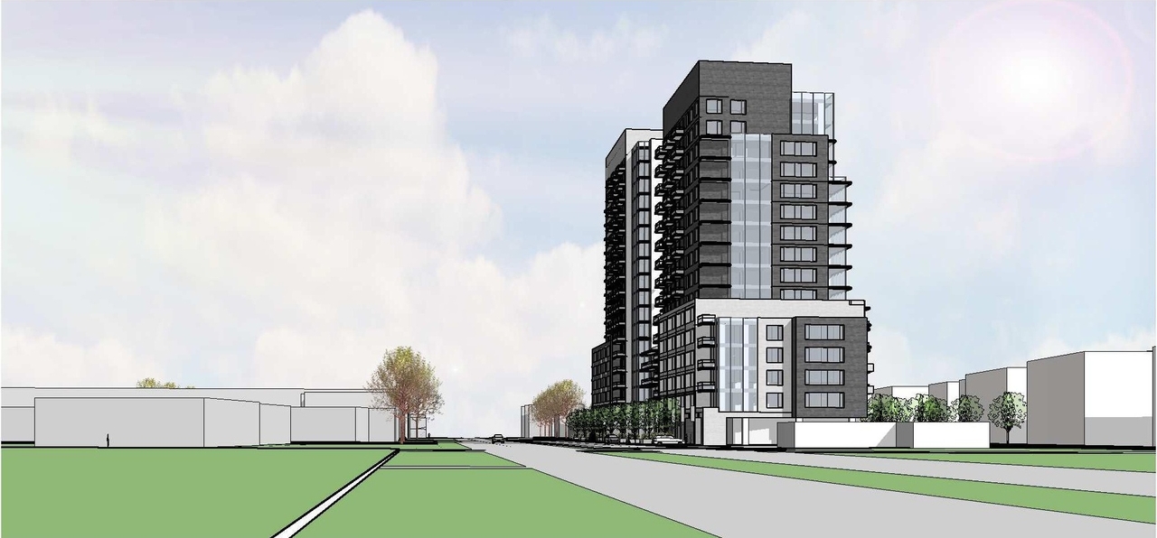 Rendering of building from page 18 of the file 'December 2020 - Urban Design Review Package - D07-12-20-0146'