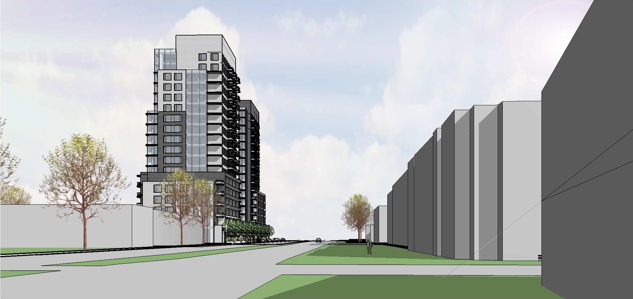 Rendering of building from page 18 of the file 'December 2020 - Urban Design Review Package - D07-12-20-0146'