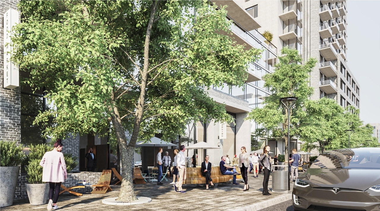 Rendering of building from page 20 of the file 'December 2020 - Urban Design Review Package - D07-12-20-0146'