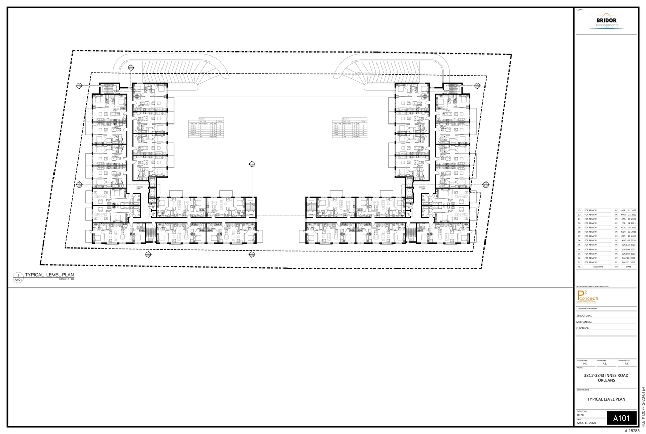 Floor plan for project from page 1 of the file '2022-06-14 - Typical Floor Plan 2nd and 3rd Floor - D07-12-20-0164'