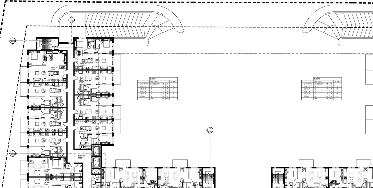 Construction site plan for project from page 1 of the file '2022-06-14 - Typical Floor Plan 2nd and 3rd Floor - D07-12-20-0164'