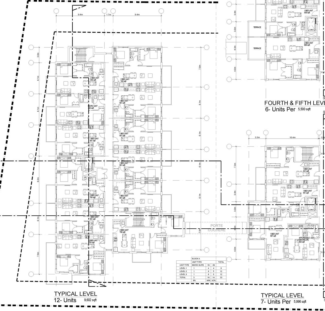Construction site plan for project from page 1 of the file '2021-04-26 - Floor Plans and Front Elevation Plan - D07-12-20-0164'