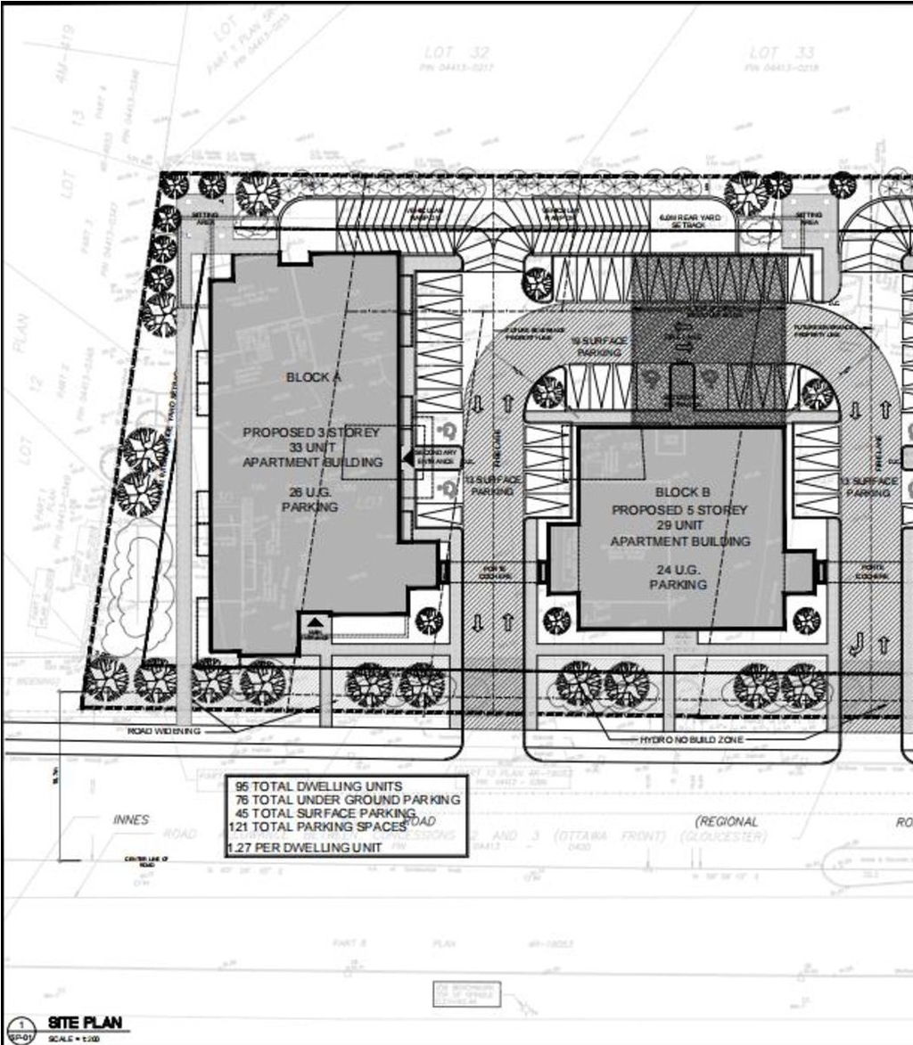 Construction site plan for project from page 10 of the file '2021-04-28 - Design Brief - D07-12-20-0164'