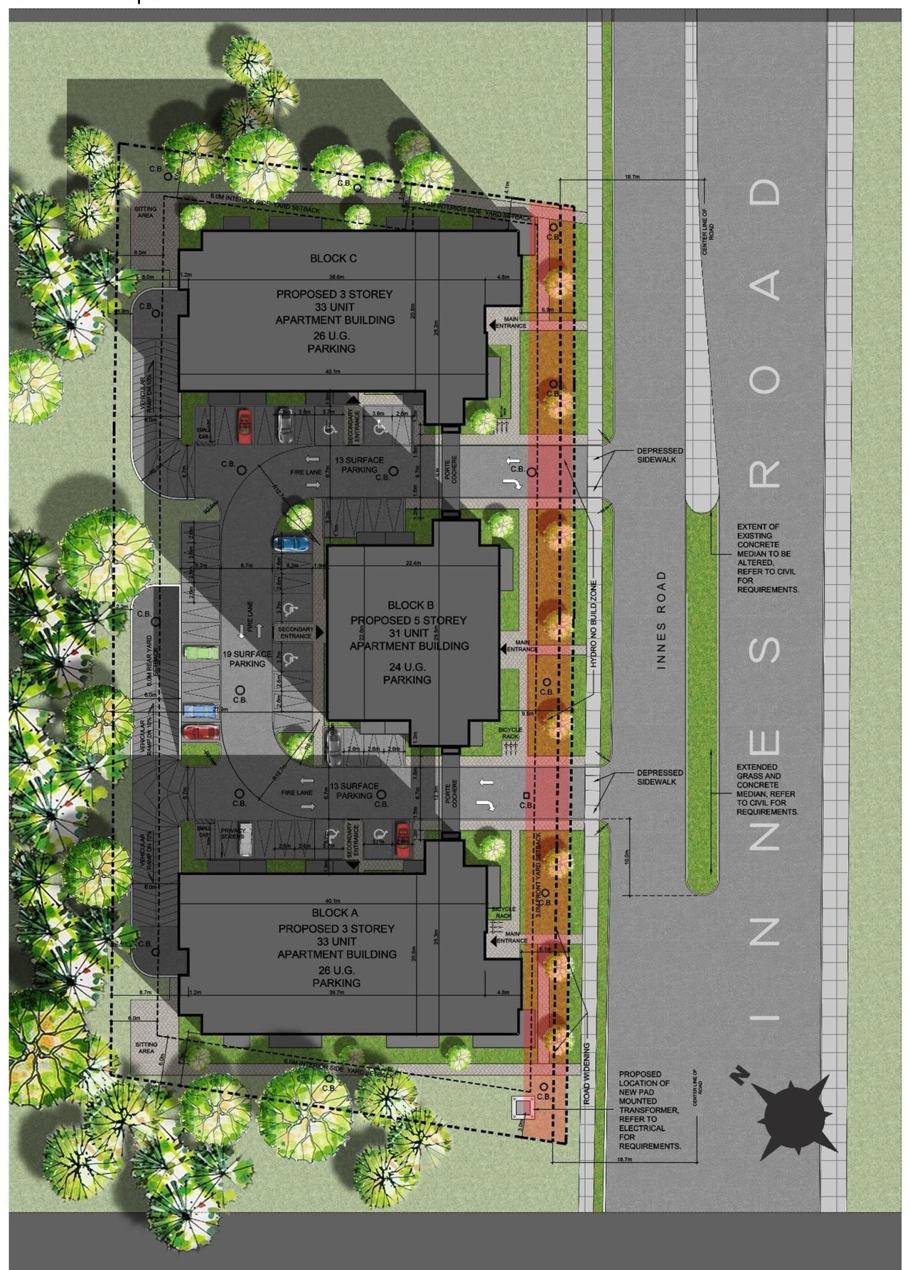 Construction site plan for project from page 15 of the file '2021-04-28 - Design Brief - D07-12-20-0164'