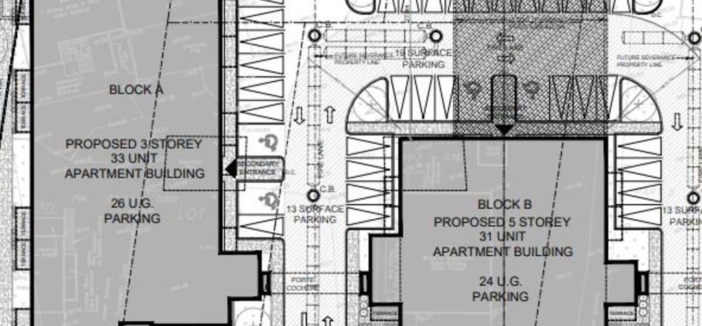 Construction site plan for project from page 20 of the file '2021-04-28 - Design Brief - D07-12-20-0164'